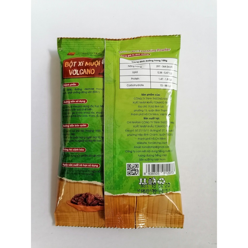 Bột xí muội lắc (ô mai) VOLCANO Salted dry Apricot taste powder 100gr