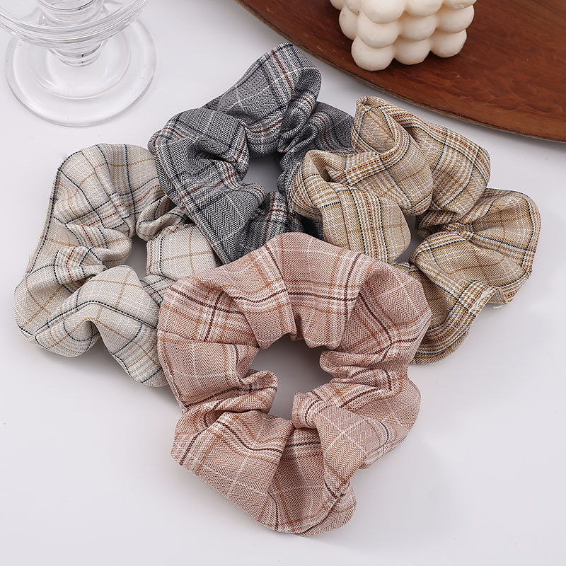 Dây Cột Tóc Hình Tròn Họa Tiết Kẻ Sọc Phong Cách Hàn Quốc Xinh Xắn Cho Nữ