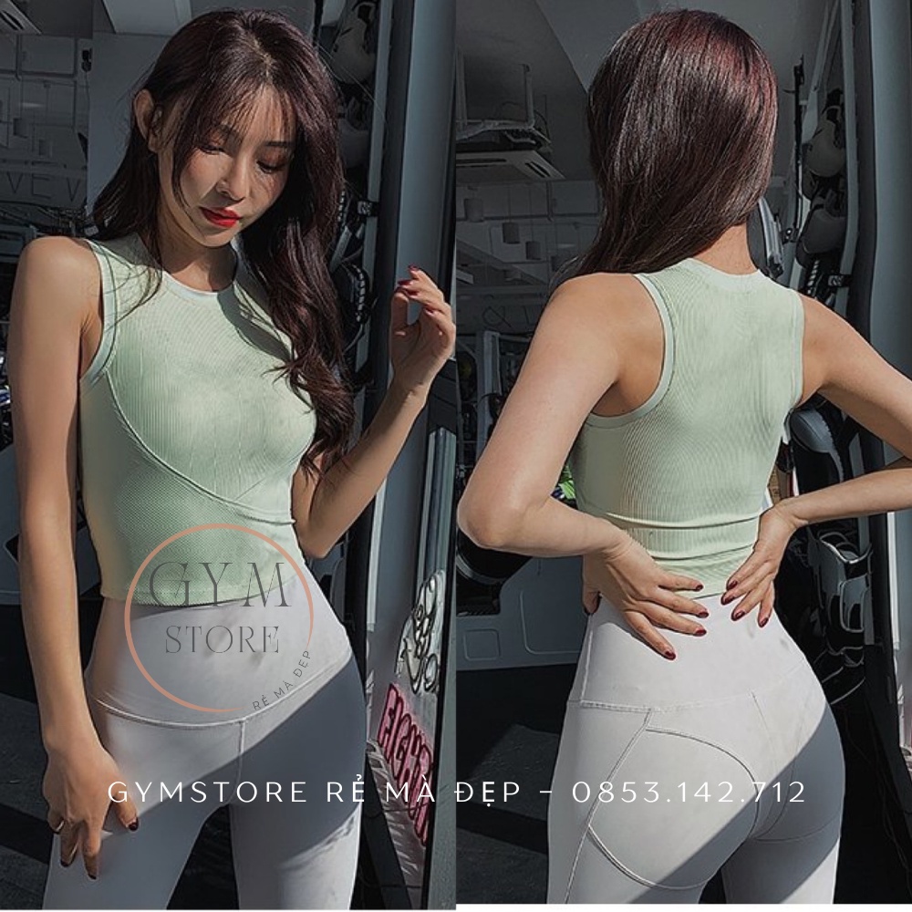 Áo Ba Lỗ Nữ Tập YOGA ❤️CÓ MÚT❤️ Áo Tập Gym Ôm Body, Vải Thun Gân Thông Thoáng Co Giãn Hút Mồ Hôi 𝐆𝐘𝐌𝐒𝐓𝐎𝐑𝐄 1304
