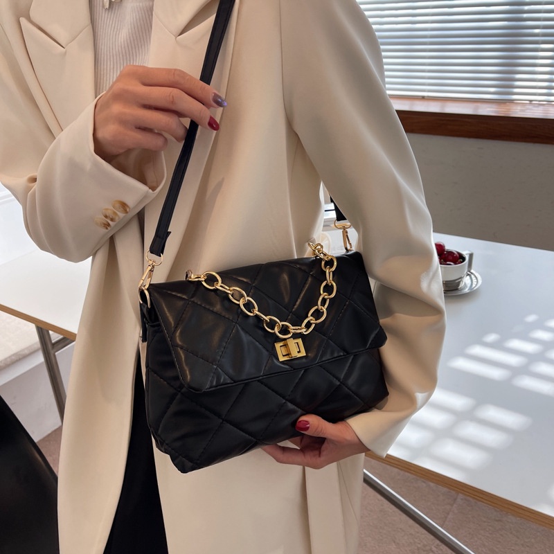 Túi Đeo JASMIN NOIR Chéo Dáng Vuông Nhỏ Họa Tiết Caro Phối Dây Xích Thời Trang Cao Cấp Cho Nữ