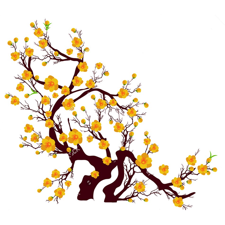 Decal trang trí decal dán kính dán tường cành mai vàng 4 BINBIN PK592 (Có keo sẵn)