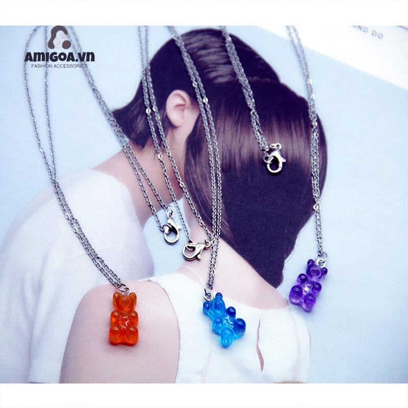Vòng cổ Mặt Hình Kẹo Trong Suốt Hình Gấu Dễ Thương