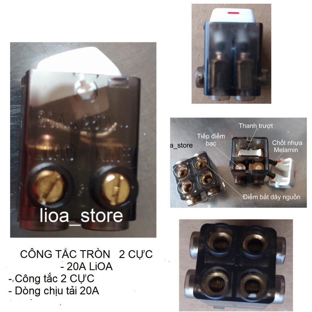 HẠT CÔNG TẮC TRÒN 2 CỰC 20A LiOA. .