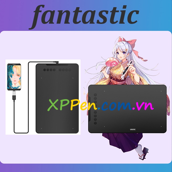 Ugee Ex08 Bảng vẽ điện tử màn hình 10 inch cảm ứng nghiêng, 8192 Levels, 5080 LPI