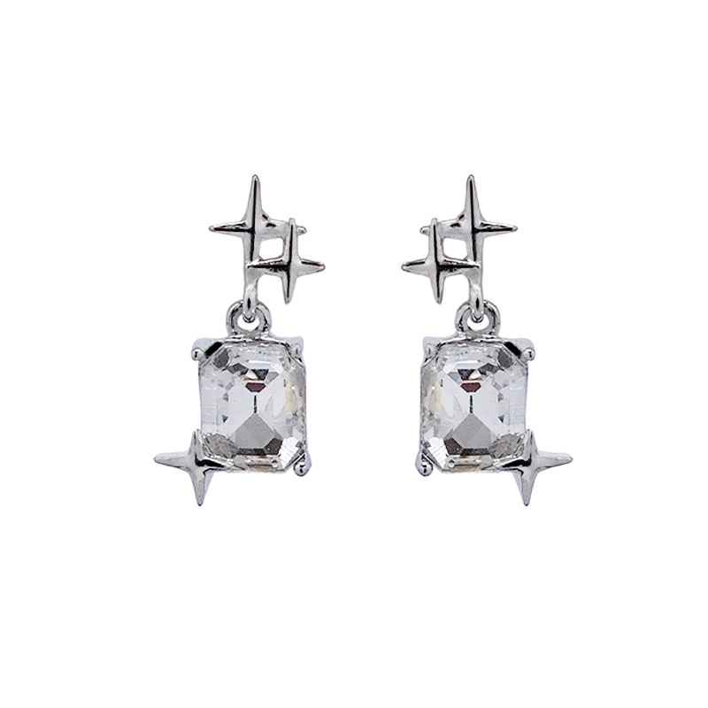 Bông Tai Đính Đá Zircon Đơn Giản Phong Cách Retro