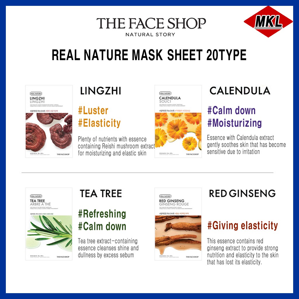 [Hàng mới về] Mặt Nạ Tự Nhiên The Face Shop 20 Loại Tùy Chọn | BigBuy360 - bigbuy360.vn