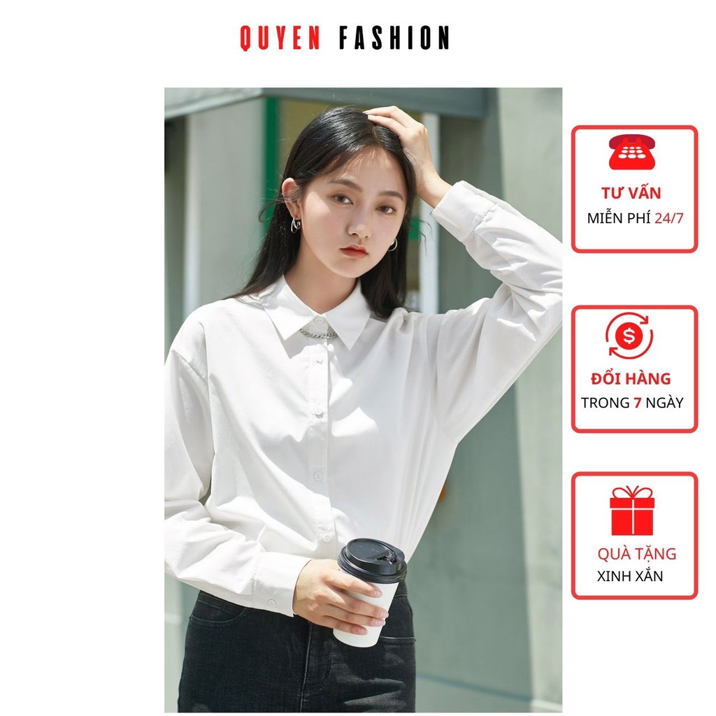 Áo Sơ Mi Công Sở Nữ Cổ Đức Vai Chờm Thanh Lịch, Sơ Mi  Thô Màu Trắng Basic Quyên Fashion AA521