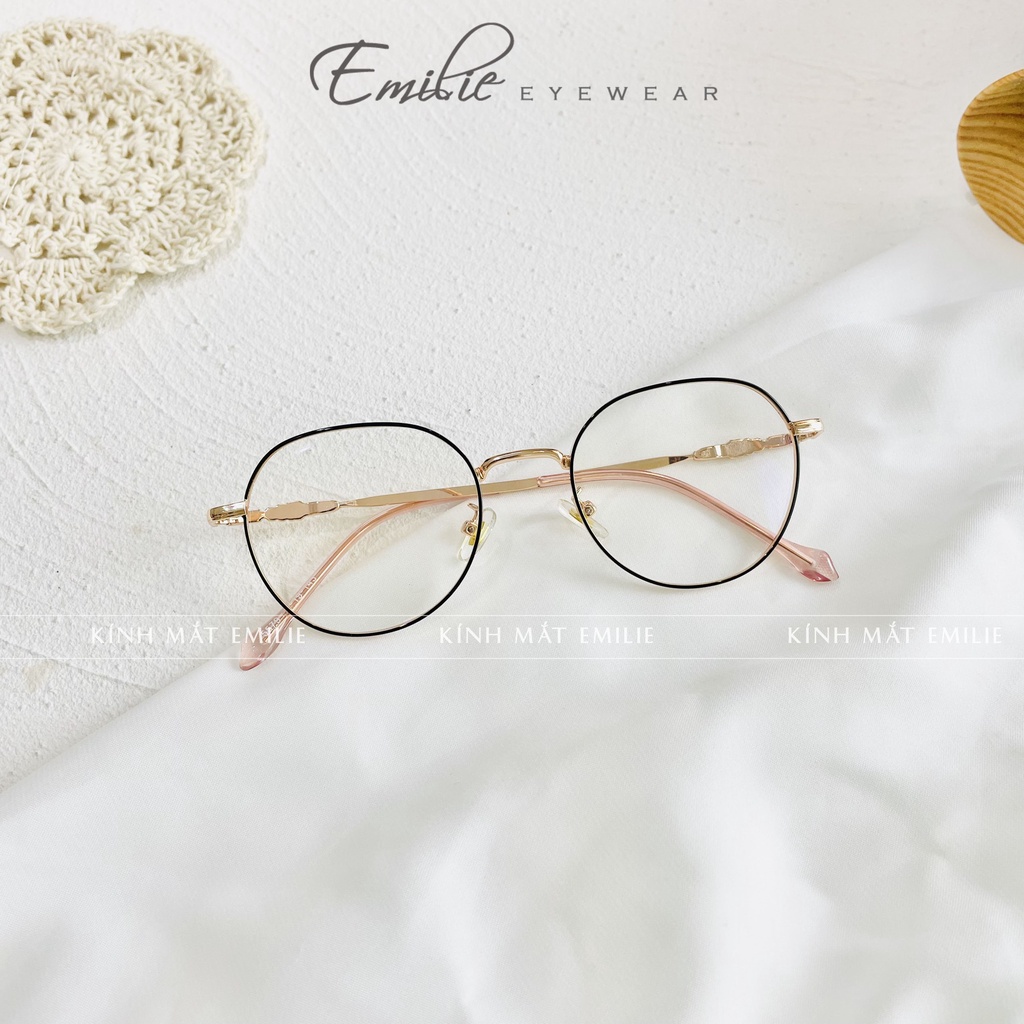 Gọng kính tròn nữ chất liệu hợp kim nhiều màu Kính mắt Emilie phụ kiện thời trang 5579