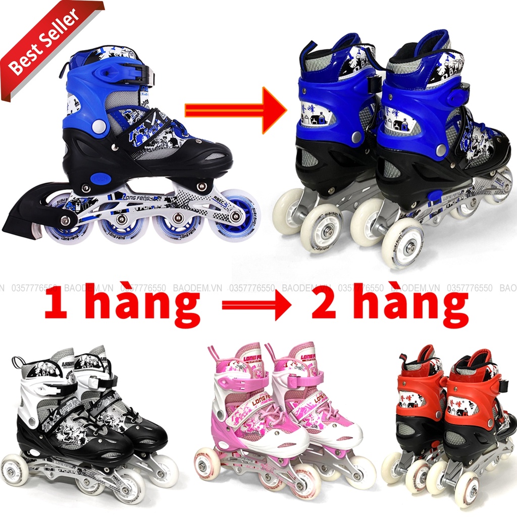 Giày trượt Patin Longfeng biến hình 2 hàng - 1 hàng an toàn