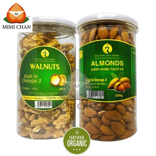 Combo nhân quả óc chó mỹ 250g - hạnh nhân tách vỏ nguyên vị mỹ 500g