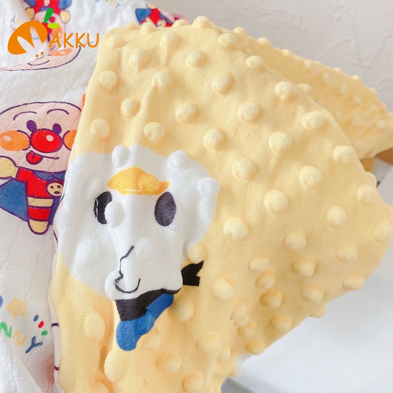 Chăn Hai Mặt Vải Cotton Thoáng Khí In Hoạt Hình Dễ Thương Cho Bé