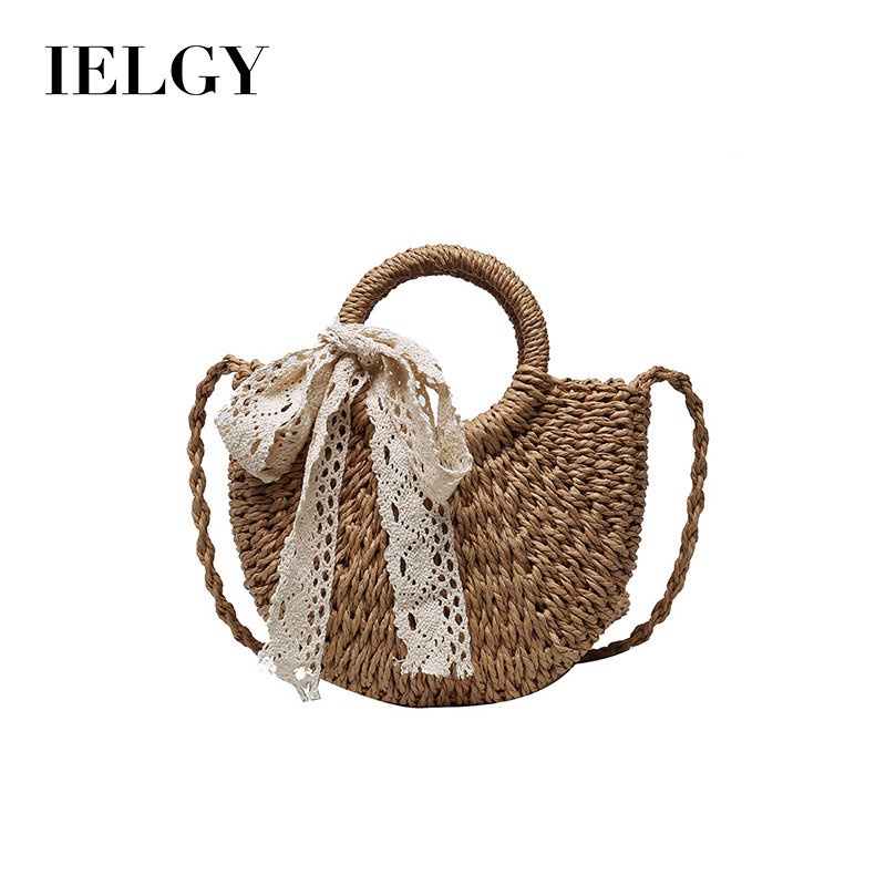IELGY Túi Đeo Vai Đan Rơm Thời Trang Cho Nữ