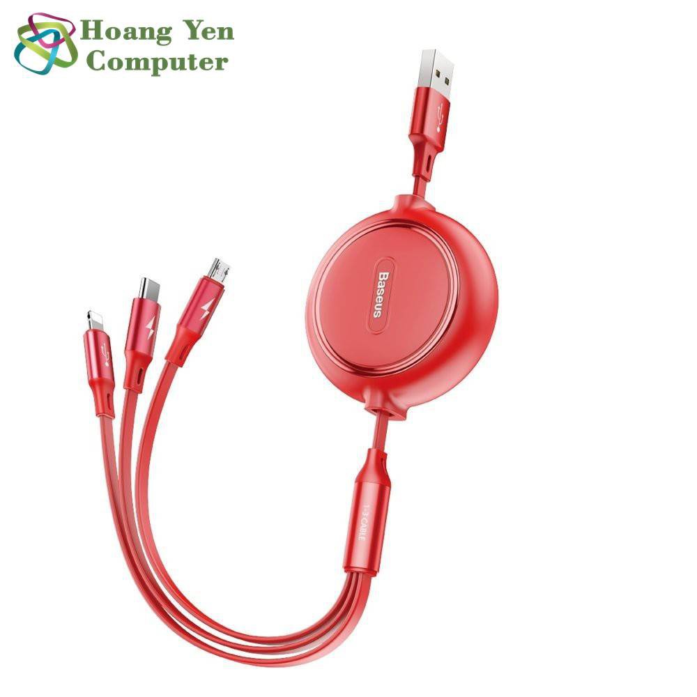 Cáp Sạc 3 Đầu BASEUS Golden Loop (IPHONE - MICRO - TYPE C) Hổ Trợ Sạc Nhanh 5V-3.5A - BH Chính Hãng 12 Tháng