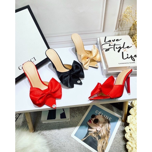 Giày gót nhọn 9cm bản Nơ to xinh xắn hót cho các nàng.