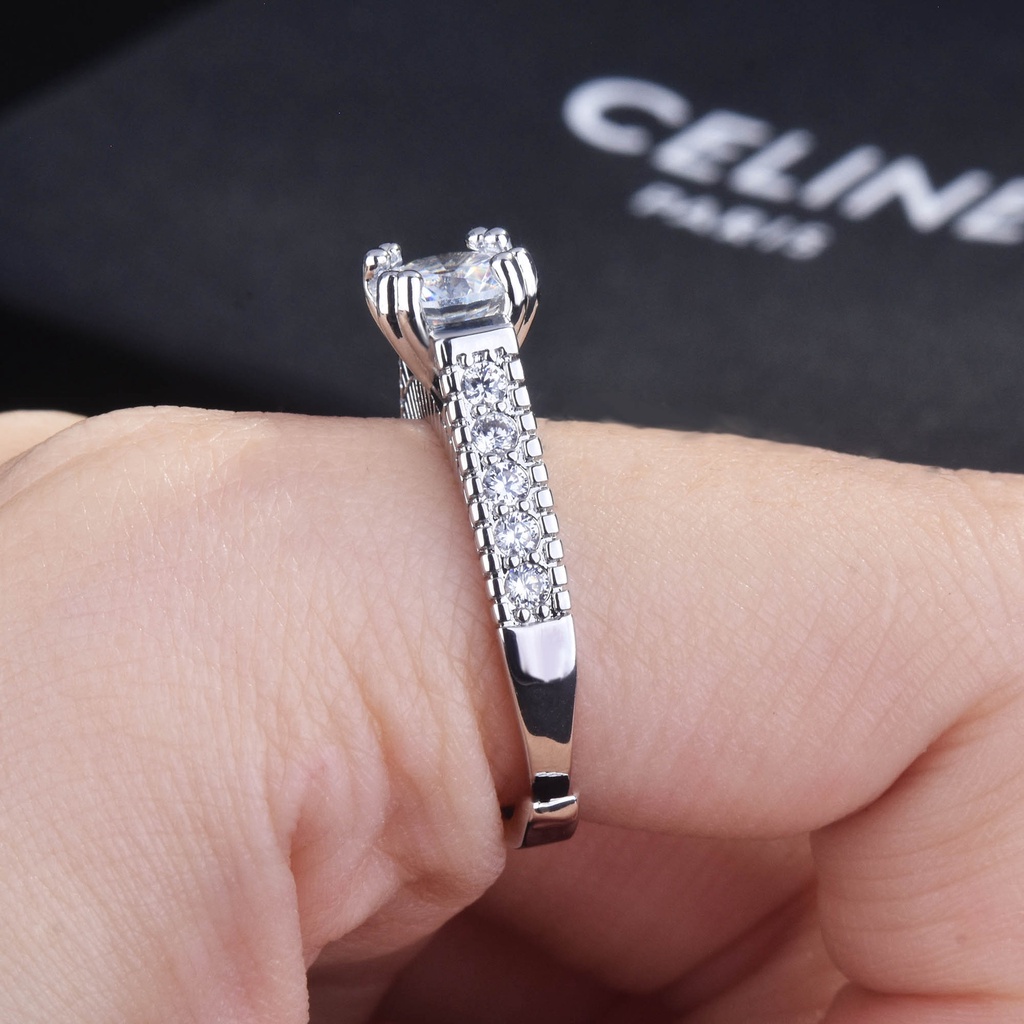 Nhẫn Hở Đính Đá Zircon 1 Karat D Màu Sắc Siêu Sáng Cho Nữ-JHS3-A