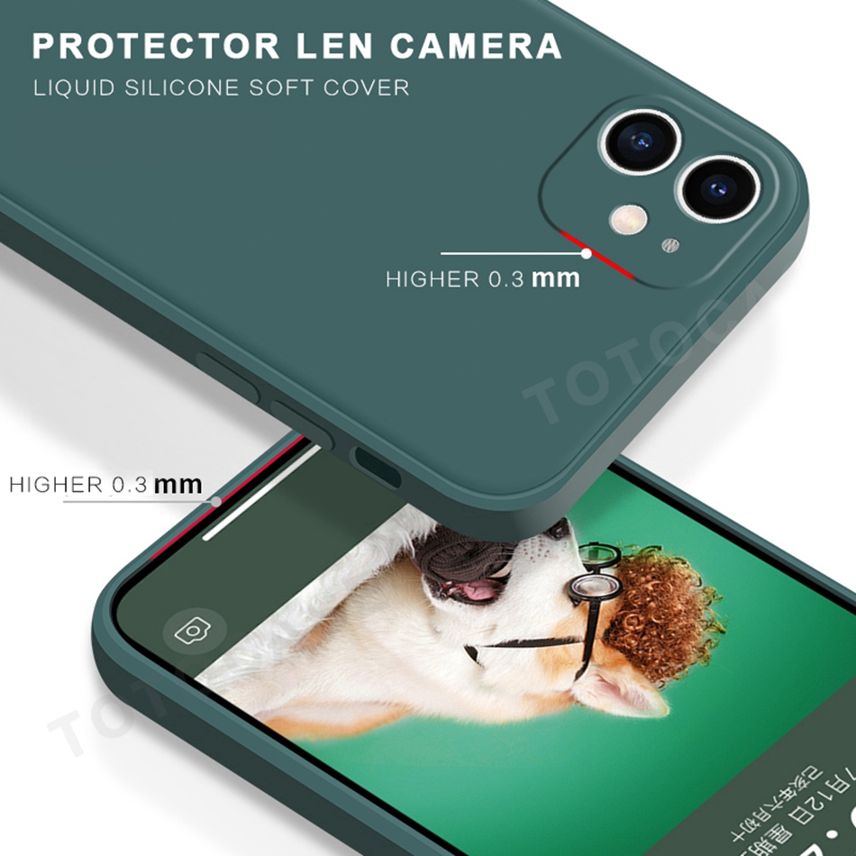 Ốp lưng silicone màu kẹo trơn hỗ trợ bảo vệ camera và dây đeo cho iPhone 6 6S 7 8 Plus X XS MAX XR