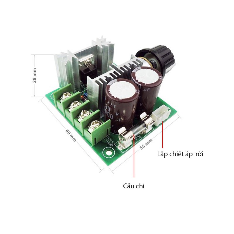 Điều tốc động cơ DC 12v-24v-40v - 10A/400w -  mạch điều tốc máy bơm,quạt điện,động cơ lớn