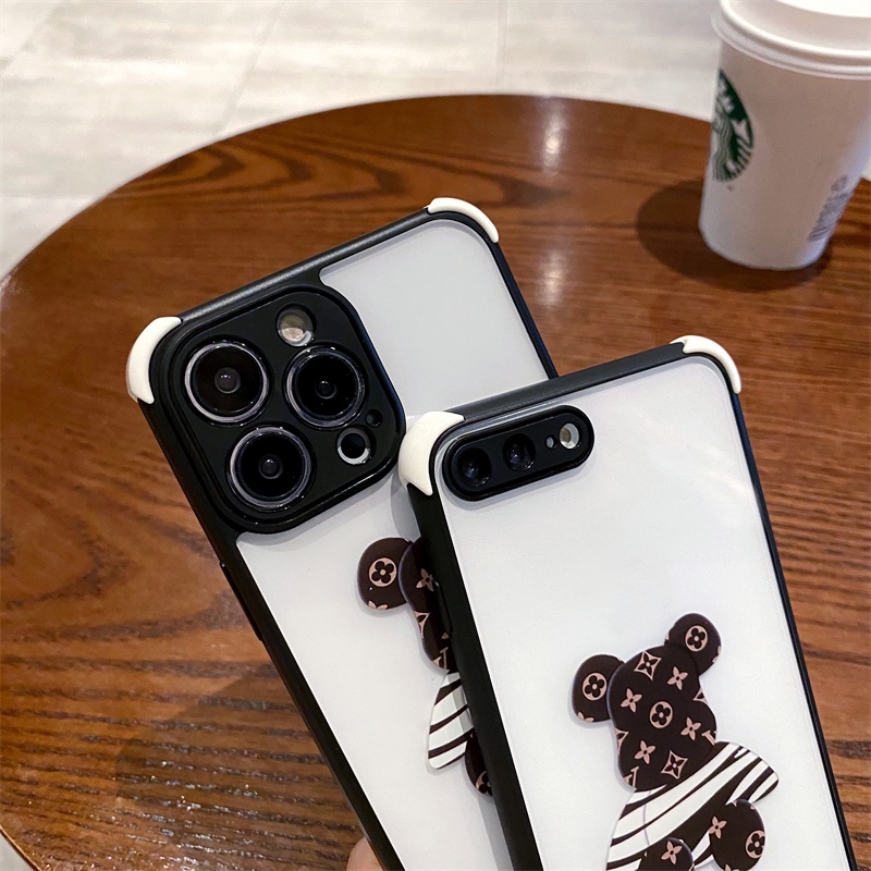 Ốp Điện Thoại Cứng Trong Suốt Có Túi Khí Chống Sốc Hình Gấu Hoạt Hình Cho iPhone 11 12 13 Pro Max X XR Xs Max 7 8+ se 2020 se 2022
