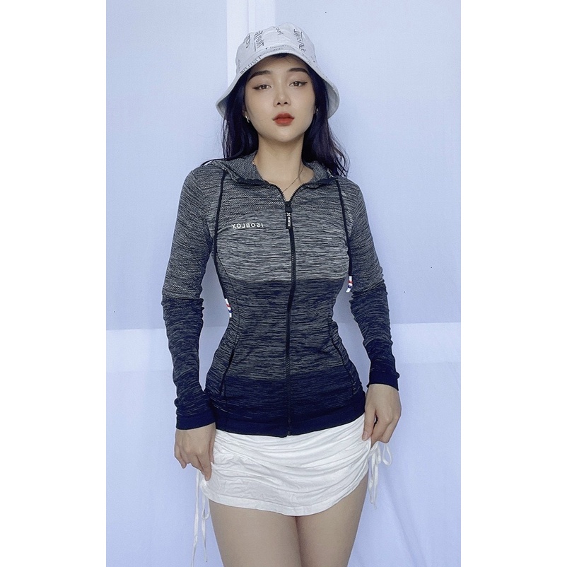 Áo Khoác Thể Thao Loang Màu Navy, Áo Khoác Tập Gym Yoga Xỏ Ngón Cao Cấp - OK001