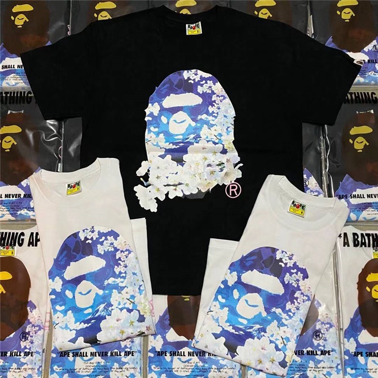 Áo Tee Bape x Sakura hoa anh đào Xanh , Áo Thun Bape Shark Cá mập, chất liệu Cotton, màu đen BapeVN