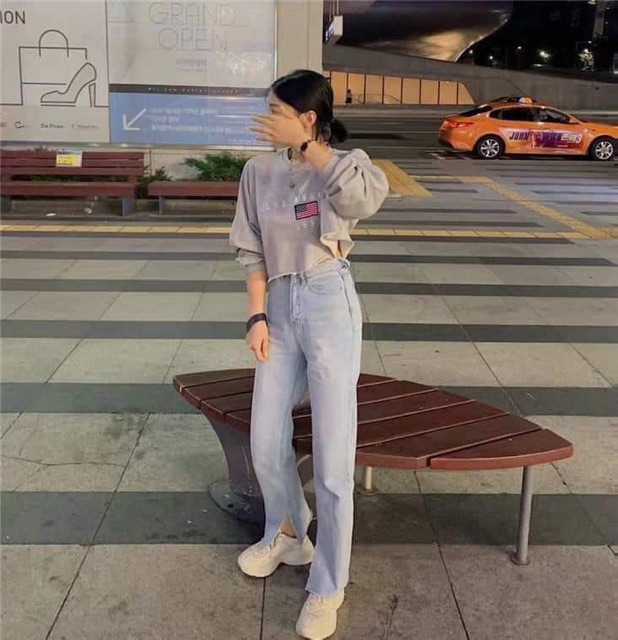 Áo croptop cờ Mỹ Los Angeles dài tay DTR0919