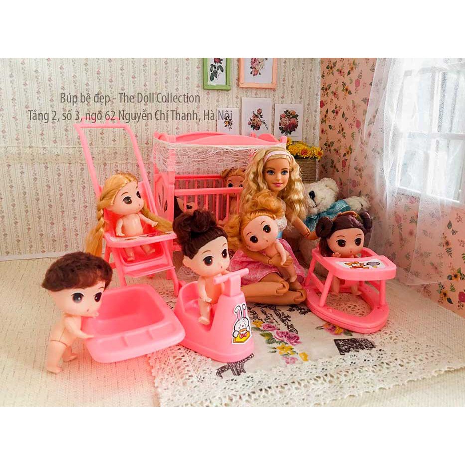 Set phụ kiện xe đẩy, nôi, xe tập đi, bồn tắm dành cho búp bê Chibi, Simba