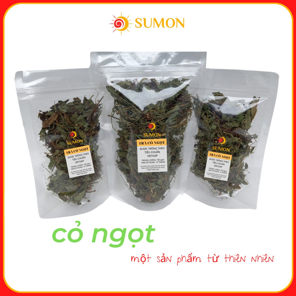 Trà cỏ ngọt SUMON cỏ ngọt MS26 300g cỏ ngọt nguyên lá sấy khô tự nhiên an toàn tiện dụng