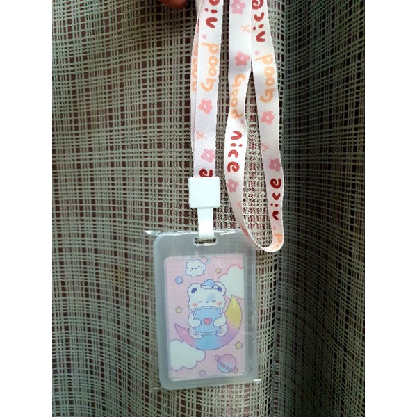 Dây lụa họa tiết dễ thương đeo thẻ kèm hộp nhựa đựng thẻ chống nước