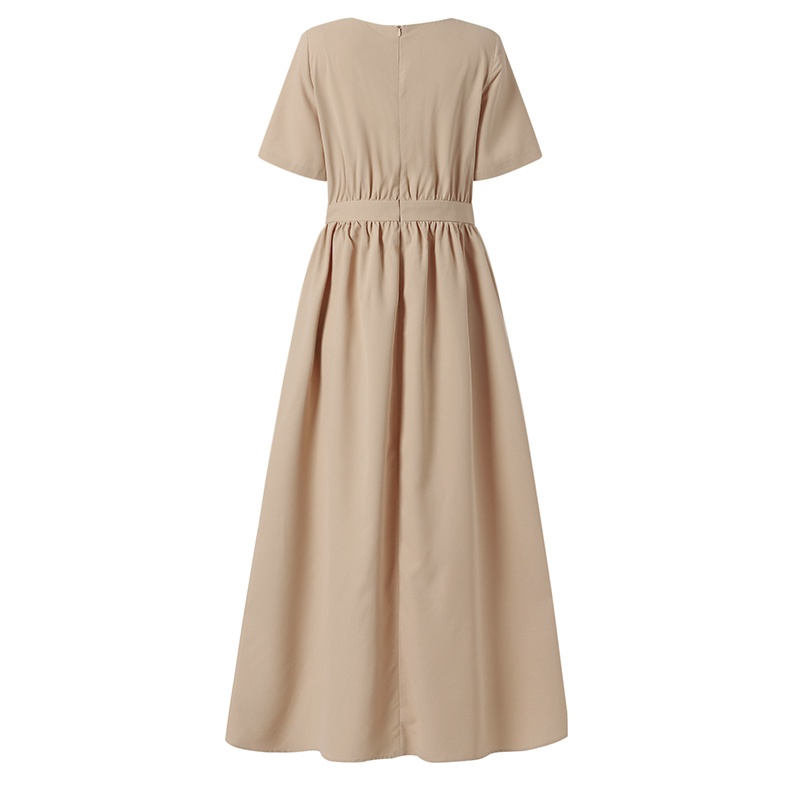 Đầm maxi ZANZEA ngắn tay có khóa kéo sau lưng thời trang cho nữ