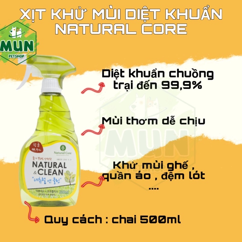 Xịt khử mùi diệt khuẩn Natural Core Chai 500ml ( dùng cho chó mèo)