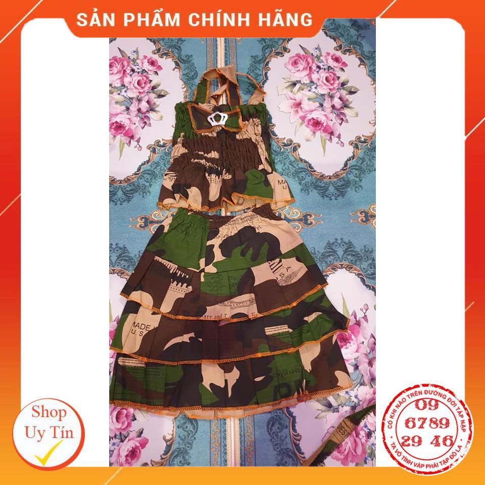 Đầm váy hoạ tiết rằn ri (lính) cho bé gái đủ size