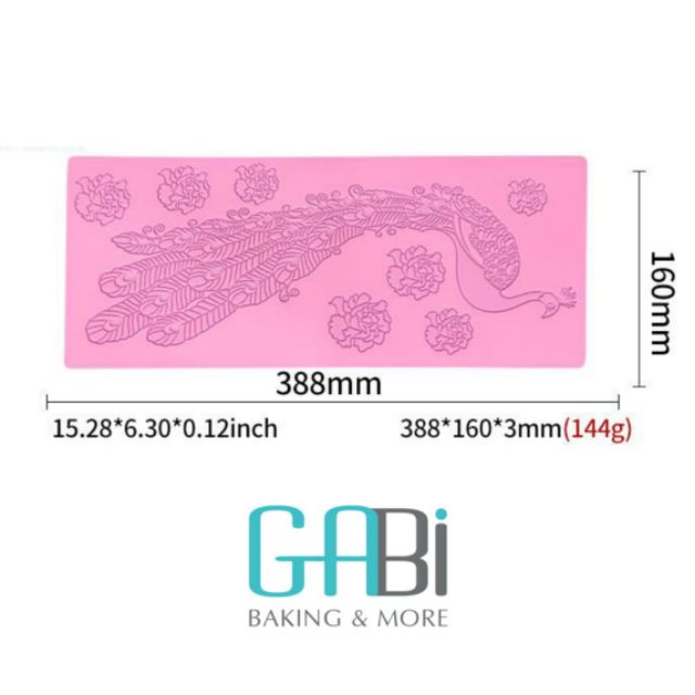 Khuôn silicon fondant ren hình con công