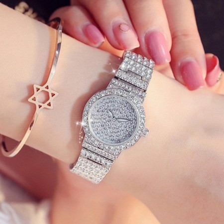 Đồng hồ nữ Beesister BS dây kim loại mặt nhỏ đính đá style Hàn Quốc + Tặng kèm hộp đồng hồ sang trọng