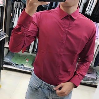 Combo áo sơ mi Nam đỏ + Áo thun đỏ vân gỗ