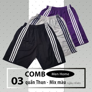 Combo 3 quần thun Nam 3 sọc có túi dây gút co giãn chất vải Cotton - Freesize dưới 75kg - Màu ngẫu nhiên