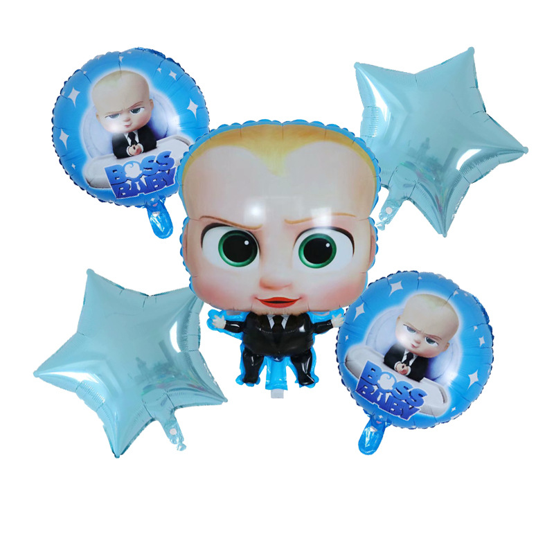 Set 5 Bong Bóng Lá Nhôm Họa Tiết Hoạt Hình The Boss Baby Birthday Trang Trí Phông Nền Tiệc Sinh Nhật Cho Bé