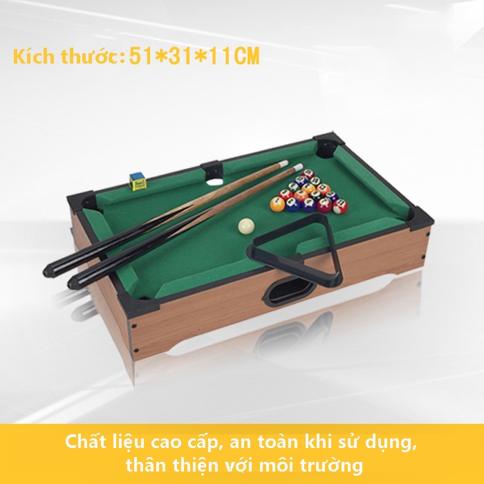 Bàn Bi - a Mini Cho Trẻ Em - Bàn Bida Mini - Kích Thước 51x31x10cm - Có Chân Đứng - Hàng Bằng Gỗ Cao Cấp