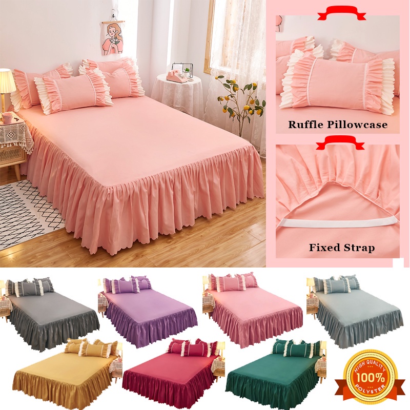 Bộ Chăn Ga Và Vỏ Gối Mềm Mịn Màu Đỏ/Đỏ Kích Thước 150 x 200cm/180 x 220cm/200 x 200
