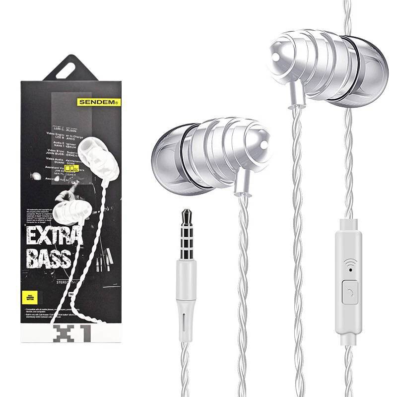 (Bảo hành 1 năm) Tai nghe nhét tai Sendem X1 - siêu trầm - dây TPE xoắn ốc chống đứt