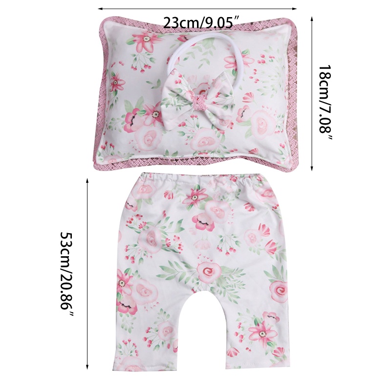 1 Bộ Phụ Kiện Chụp Ảnh Gồm Áo Và Quần In Họa Tiết Thắt Nơ Cho Bé Gái Sơ Sinh