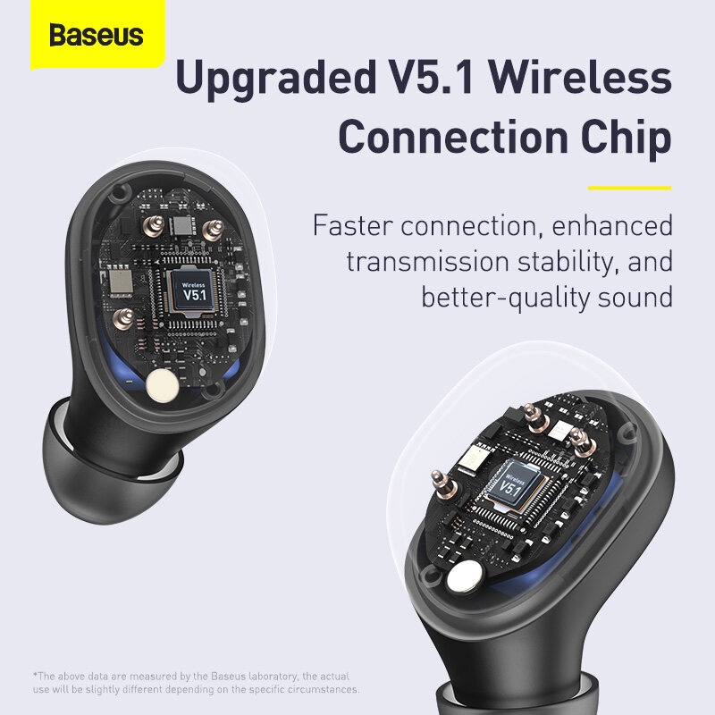 Tai nghe không dây Baseus W12/ Bluetooth 5.1/ âm thanh nổi cho iPhone 13 Pro Max/ chơi game cảm ứng của Samsung Xiaomi