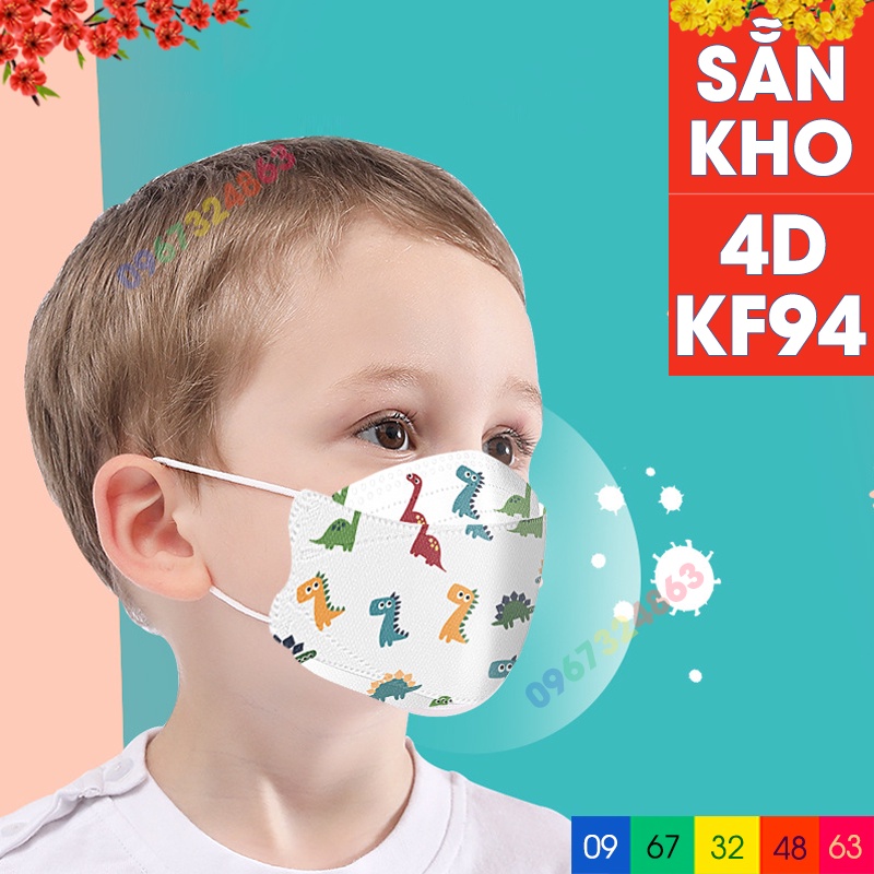 Combo 5 CHIẾC Khẩu Trang Cho Bé 4D KF94 Từ 3-12 Tuổi Kháng Khuẩn Công Nghệ Hàn Quốc Chất Lượng Cao