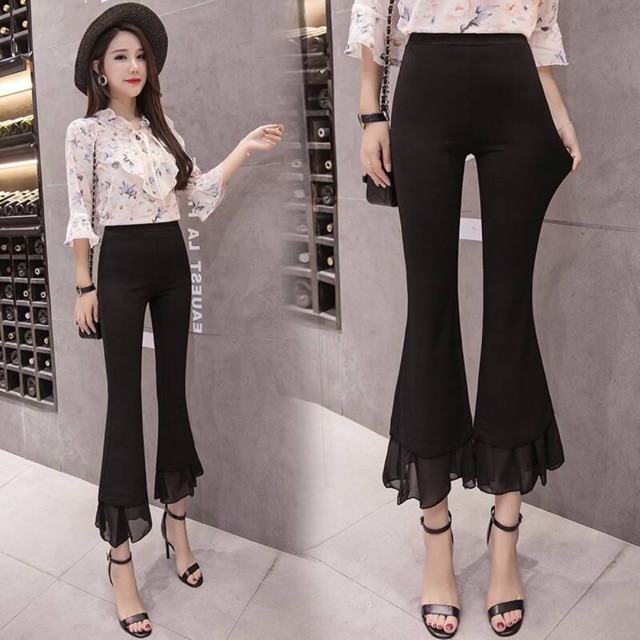 Quần vải ống loe- kèm ảnh thật ( oder 3-5h quảng châu) Mã 036