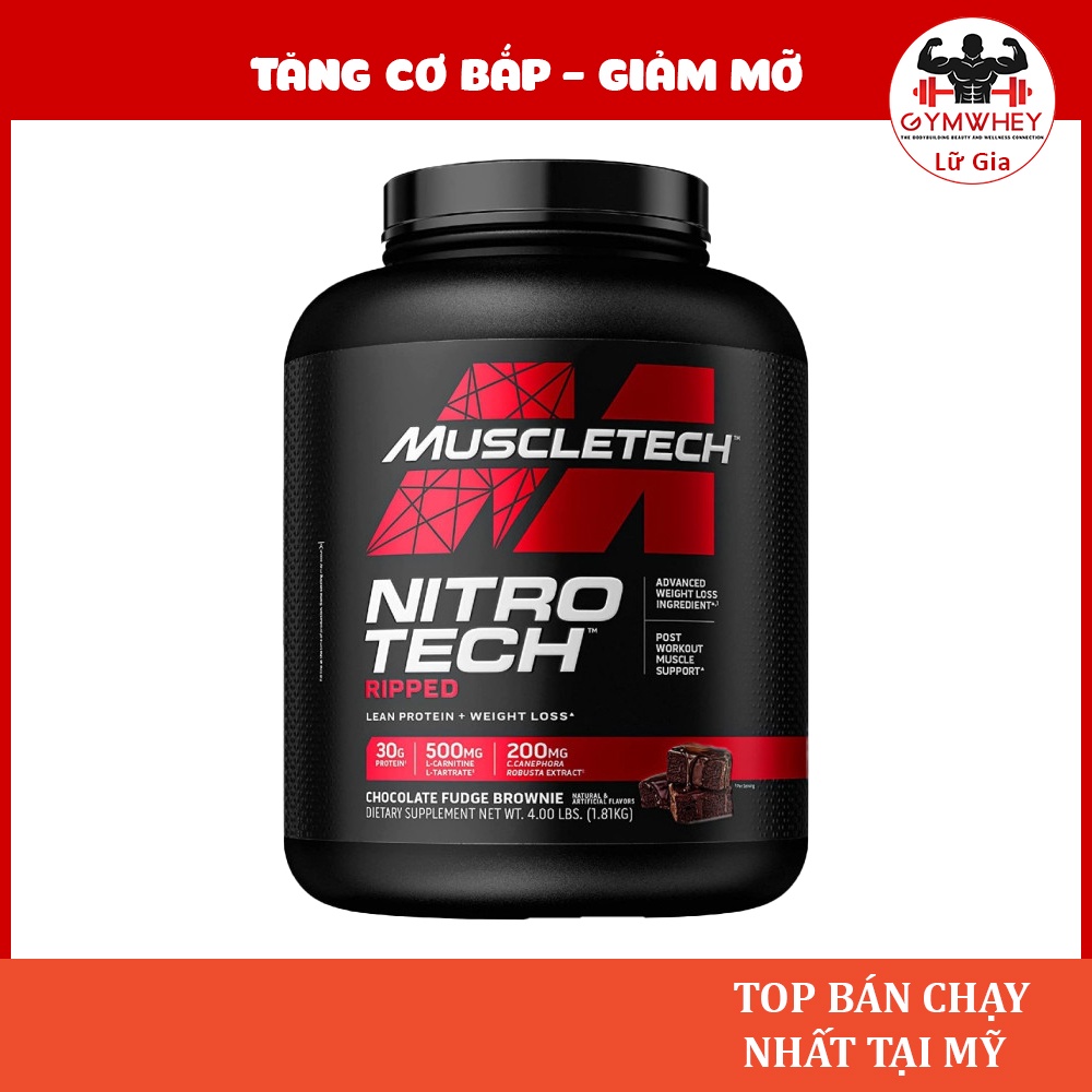 Nitrotech Ripped Sữa Tăng Cơ Bắp Và Đốt Mỡ NitroTech Ripped 4lbs Tăng Cơ Giảm Mỡ - Authentic 100%