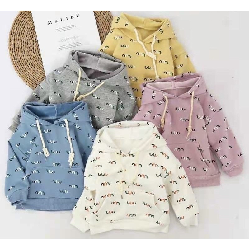 Áo nỉ hoodie mũ lông hàng Quảng Châu chất đẹp cho bé