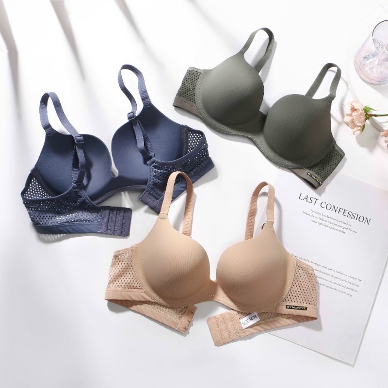 Áo lót nữ su đúc SYMUNTIE cao cấp bản lưới thoáng, nâng đẩy ngực đẹp, không gọng, chạy viền vải chống trượt ngực  - S11