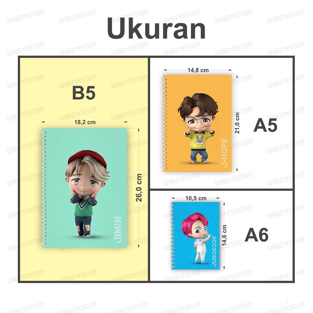 Sổ Tay B5 (18.2x26cm) In Hình Bt21 Bts V Taehyung Jungkook Kpop Merchandise 3d Chibi