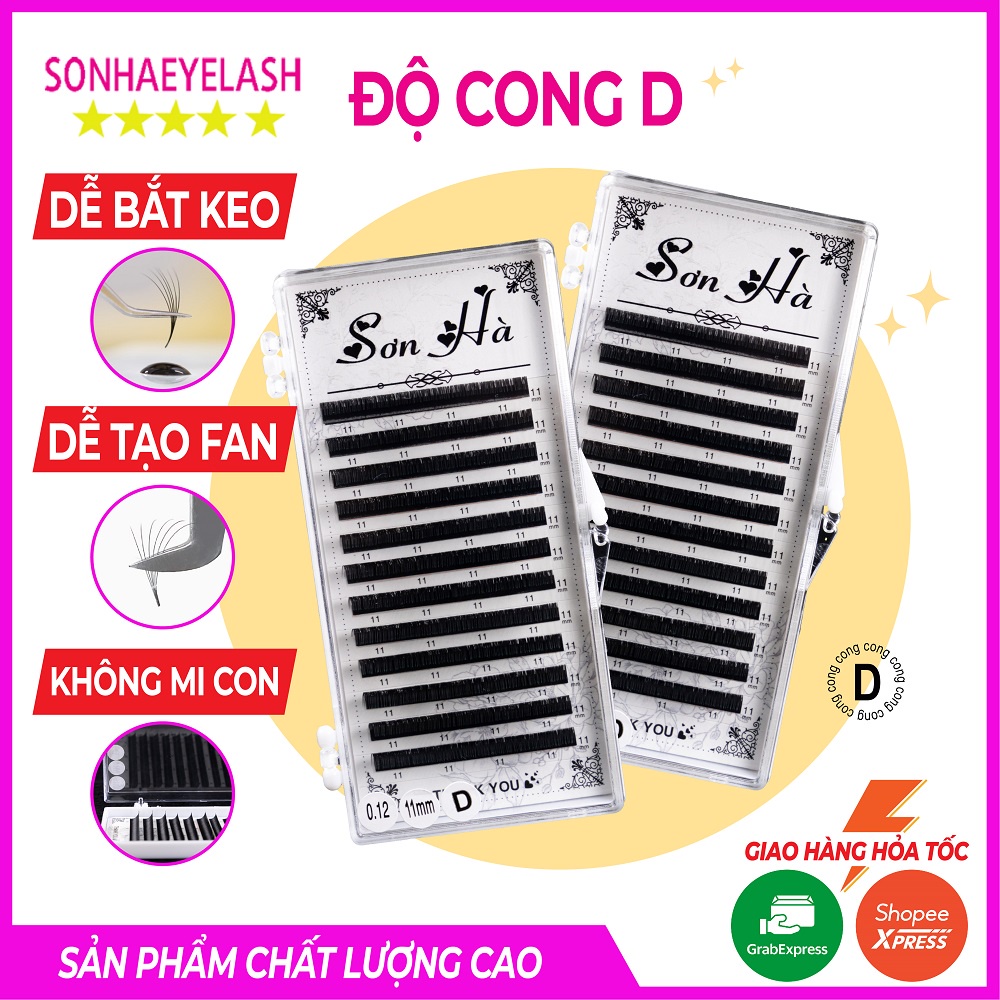 Mi khay Sơn Hà độ cong D, chất mi silk Hàn, mềm, dễ bắt keo dùng để nối volume, classic