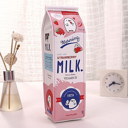 Hộp Bút Da Pu Hoạ Tiết Hộp Sữa MILK Siêu Dễ Thương H181