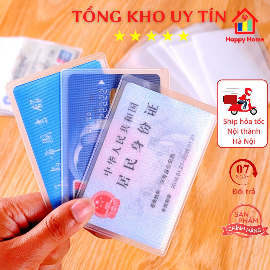 Vỏ bọc thẻ căn cước, bao bọc bằng lái thẻ tín dụng trong suốt Happy Home